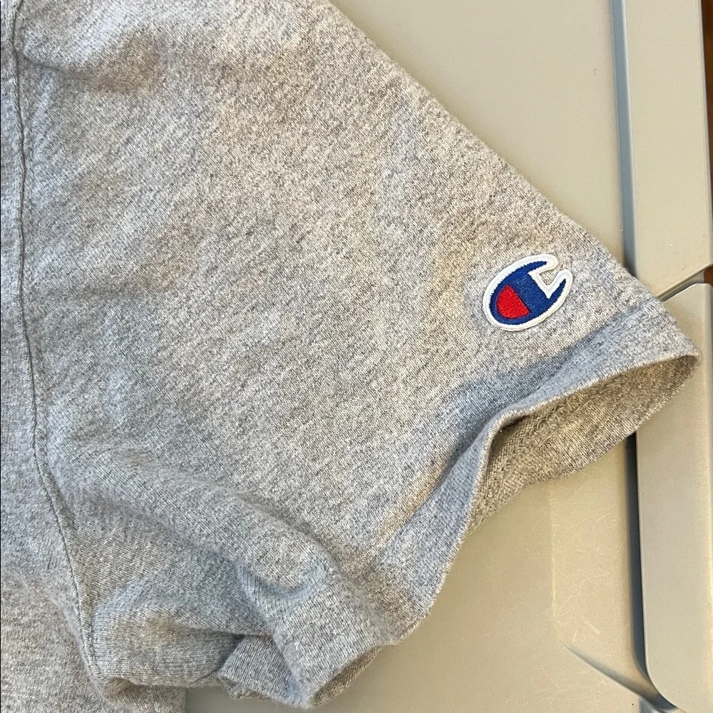 Vintage 90s Champion Crewneck T Shirt L Grey Short Sleeves Heavy Weight Cotton S - Picture 5 of 7